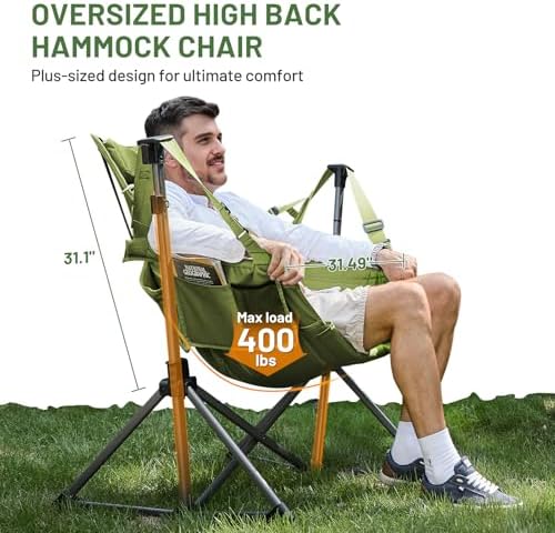 TIMBER RIDGE Hammock Camping Chair, Oversized Swinging Chair, 400lbs Load - Image 3