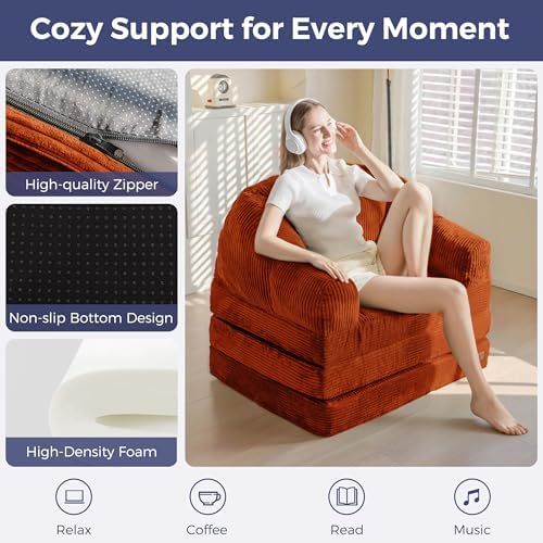 MAXYOYO Folding Sofa Bed with Backrest, Boneless Fold Out Couch with Handle - Image 4
