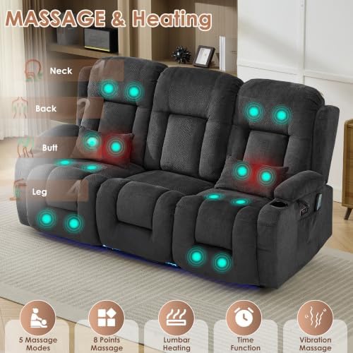 TUNYI Wall Hugger Loveseat Recliner Sofa - Image 4