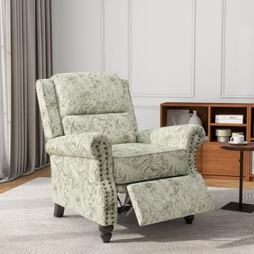 Rococo Pushback Recliner Chair, Fabric Overstuffed Armchair by UIXE