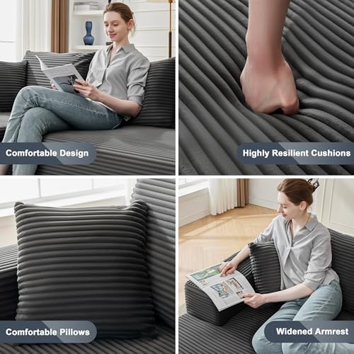 Mangodan 110” Boneless Couch, Cloud Sectional Sofa - Image 6