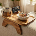 Couch Armrest Table, Acacia Wood Sofa Arm Tray by Vellabliss