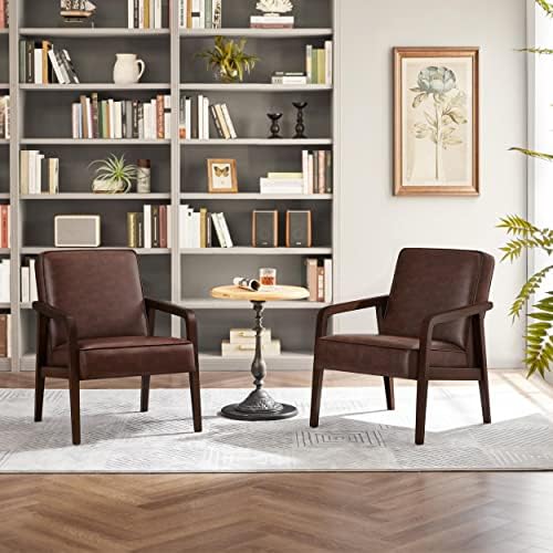 Yaheetech Accent Chairs Set of 2, Mid-Century Modern, Dark Brown - Image 5