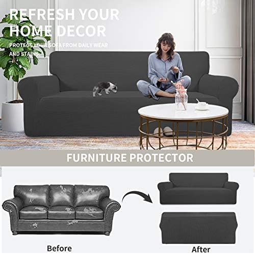 Easy-Going Stretch Loveseat Couch Covers Washable Dark Gray - Image 4
