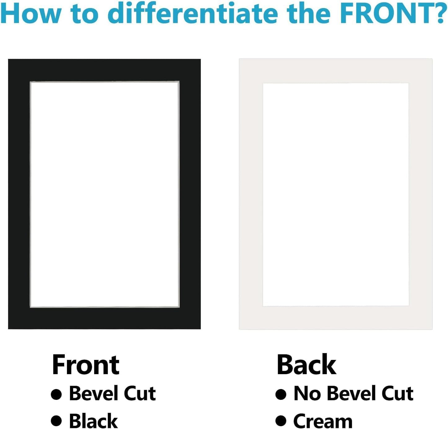 Egofine 8x10 Black Picture Mats Pack of 11, Frame Mattes for 5x7 Pictures, Acid Free, 1.2mm Thickness, with Core Bevel Cut