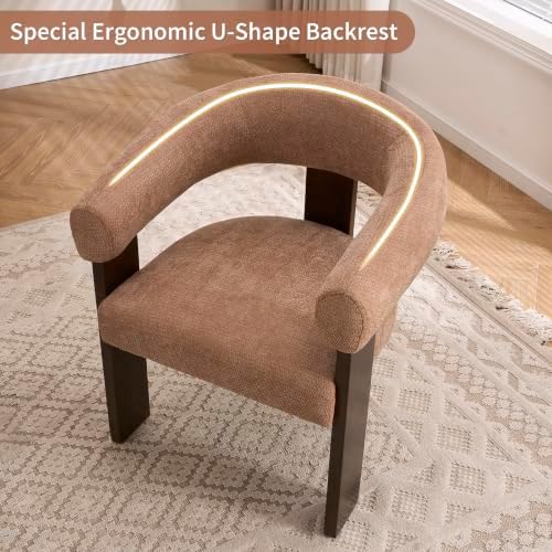 Accent Chairs Set of 2, Barrel Armchair, U-Shaped Backrest - Image 4