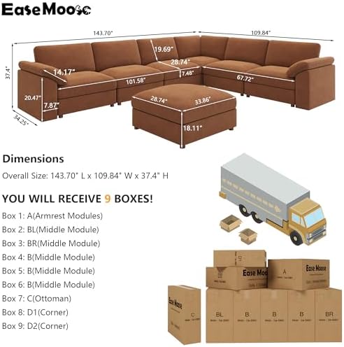 EASE MOOSE Oversized Sectional Modular Sofa, Large L Shape Sectional Couch Wide - Image 2