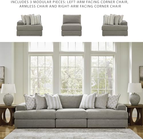 Signature Design by Ashley 3-Piece Modular Sectional Sofa Couch, Ash Gray - Image 5