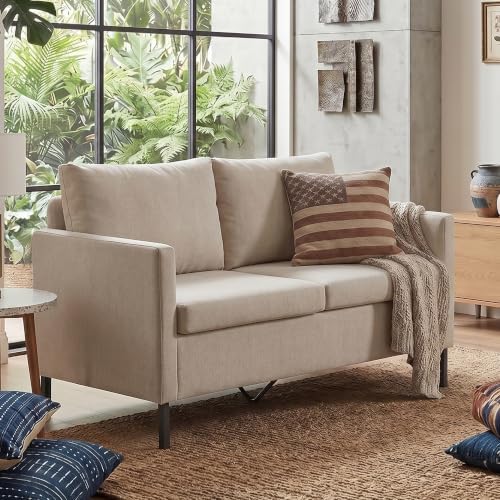 TYBOATLE 51'' Beige Small Couch Loveseat, 2-Seater Upholstered Sofa by TYBOATLE