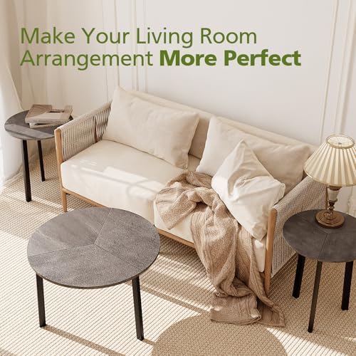 COSIEST Small Coffee Table Set of 2, Round Coffee Table - Image 4