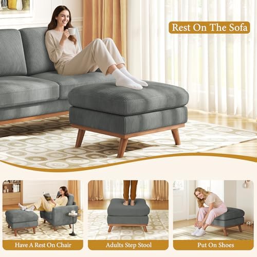 Vesgantti Large Ottoman for Modular Sofa, 29.5" Corduroy Ottoman - Image 6