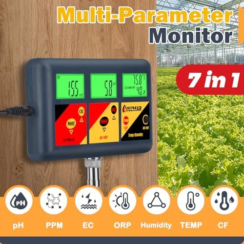 UIUZMAR pH EC Meter for Hydroponics 7 in 1 pH EC PPM CF ORP Temp Humidity - Image 2