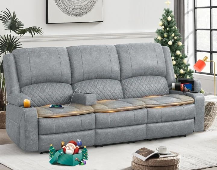 Yolsali 3 Seater Reclining Sofa, Reclining Couch Wall Hugger by SavortheHappyMoments