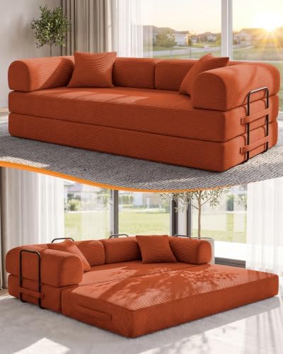 79" Couch Bed, Convertible Futon Sofa, Boneless Couches by NNQComfyHome