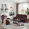Power Recliner Sofa Set with LED Lights, a Power Recliner 1 Seat and a 3 Seat by BrisaNube