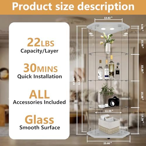 Beauty4U Corner Glass Display Cabinet - Image 2