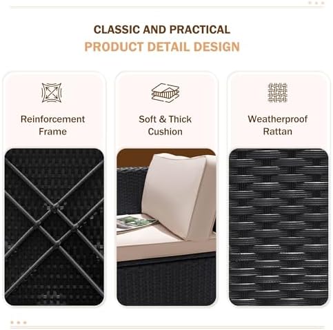 Greesum 3 Piece Patio Furniture Set Outdoor Wicker Rattan Sectional Sofa - Image 3