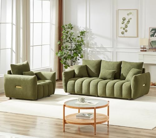 Antetek Set of 3 Teddy Fabric Sofa - Image 5