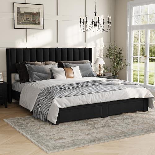 GarveeHome King Bed Frame, Bed Frame Upholstered Platform Bed - Image 3