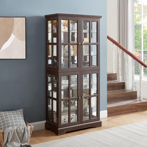 68" H Glass Curio Display Cabinet by Unknown