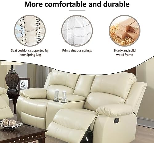 A Ainehome Living Room Furniture Set Leather Recliner Sofa Set Loveseat Chair - Image 6
