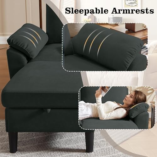 80" Convertible Sectional Sofa, Modern Linen Small L Shaped Couch - Image 4