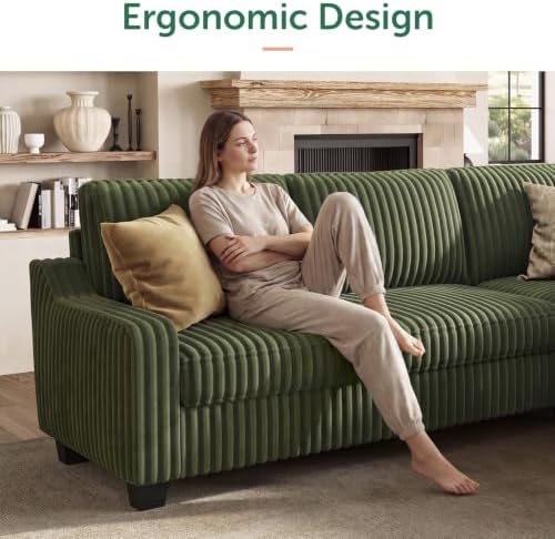 HONBAY Corduroy Convertible Sectional Sofa L Shaped Corner Couch - Image 6