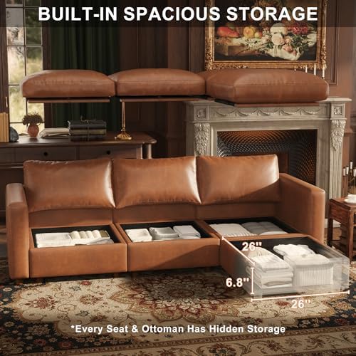 99'' Faux Leather Modular Sectional Sofa - Image 3