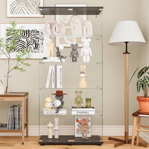 Beauty4U Black Glass Display Cabinet, 5-Shelf Curio Cabinet - Image 5