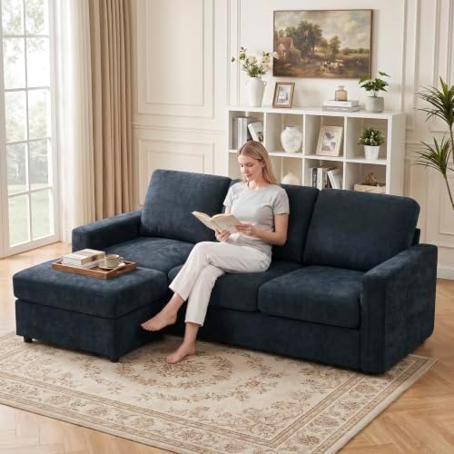 84” Chenille 3-Seater Sofa W/Movable Ottoman - Image 7