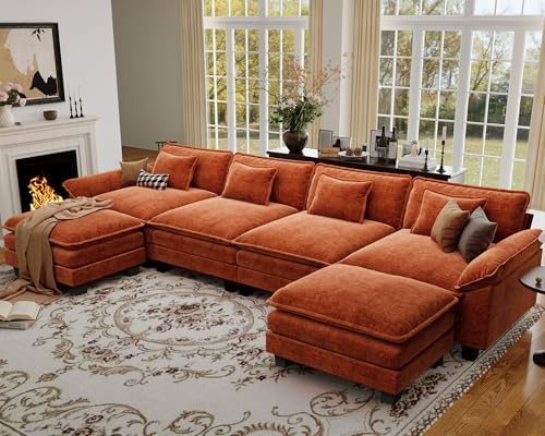 CDCASA 154" Oversized Modular Sectional Sofa, Comfy U-Shaped Cloud Couch w/ 2 by CDCASA