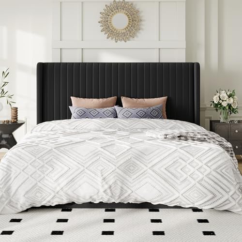 Allewie King Size Lift Up Storage Bed Frame Channel Tufted Headboard Black - Image 7