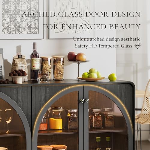 Sideboard Buffet Cabinet with Storage, Modern Coffee Bar Liquor Cabinet w/2 - Image 6