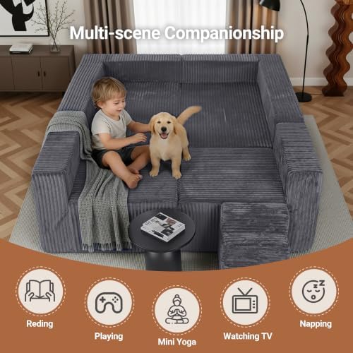 Claiks 128" Modular U Shaped Couch, Deep Seat Sofa - Image 4
