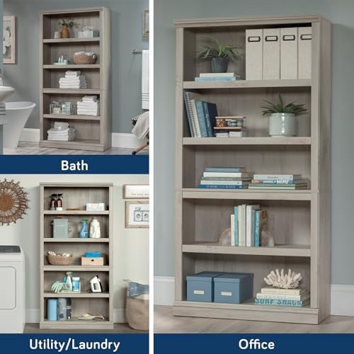 Sauder 5 Tier Book Shelf Wooden Bookcase Multipurpose Bookshelf - Image 5