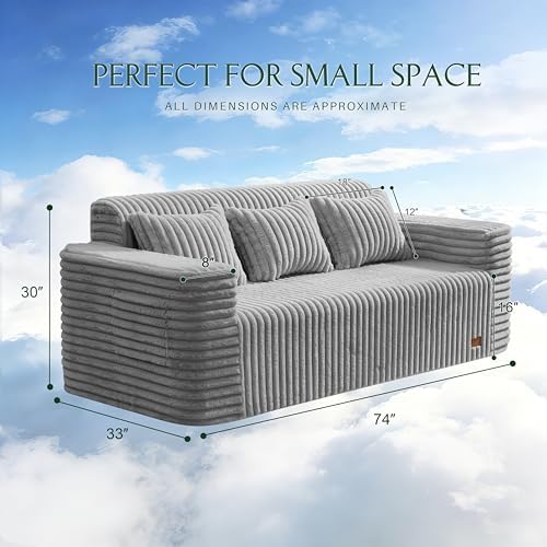 ZurNesfure Sofa Couch 3-Seater Boneless Sofa - Image 2