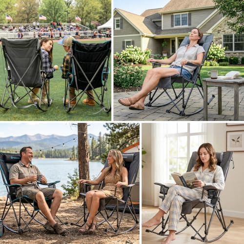 FUNDANGO Oversized Rocking Camping Chair 440Lbs Padded Folding Camp Chairs - Image 5