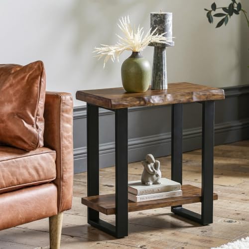 Tribesigns Solid Wood Side Table, Industrial Pine Wood Nightstand by Tribesigns