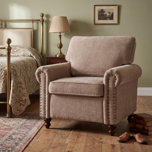 Rolled Arms Sofa Chair, Nailhead Accent Chair - Image 7