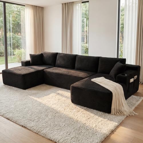 125" Modular Sectional Boneless Sofa Couch, Cloud U Shaped Couch by Easilive
