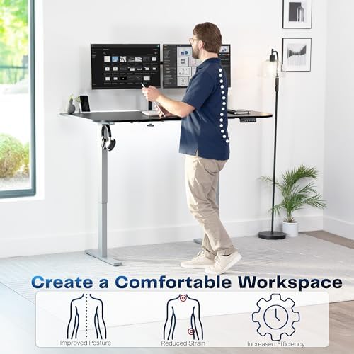 VIVO Black Carbon Fiber 63 x 32 in Standing Desk, DESK-KIT-1G1R - Image 4