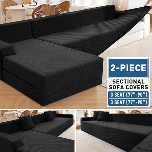 ZNSAYOTX Sectional Couch Covers, Stretch Jacquard Slipcovers - Image 4