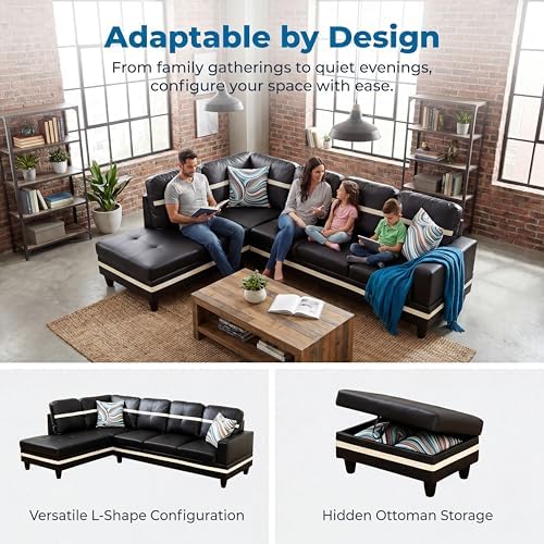 Faux Leather Sectional Couches for Living Room - Image 5