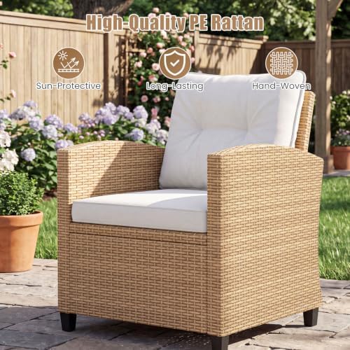 Tangkula 3 Pieces Patio Furniture Set, PE Rattan Wicker 3 Pcs Outdoor Sofa Set - Image 6