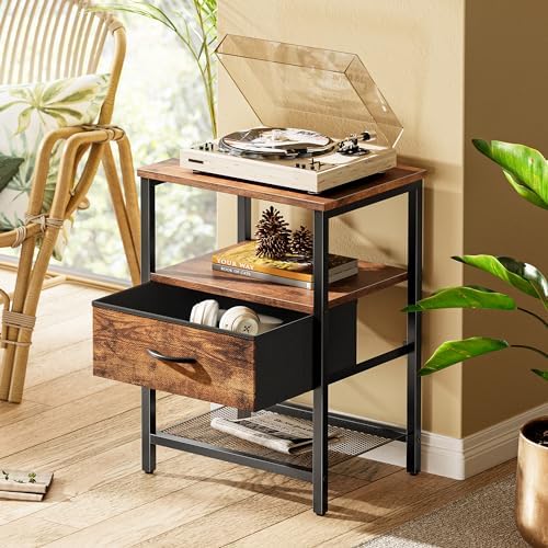 Huuger Night Stand with 2 Drawers, Bed Side Table with Open Shelf - Image 2