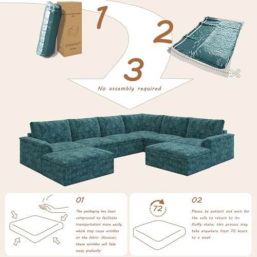EASE MOOSE Oversized Cloud Boneless Sectional Couch - Image 3