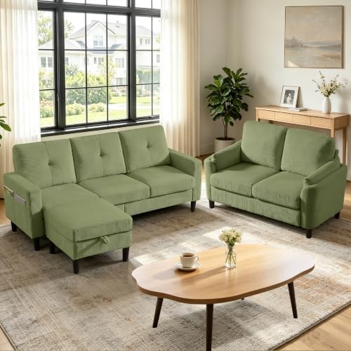 2 Piece Sectional Sofa Couch Set, 3-Seater Couch and Loveseat by soscana