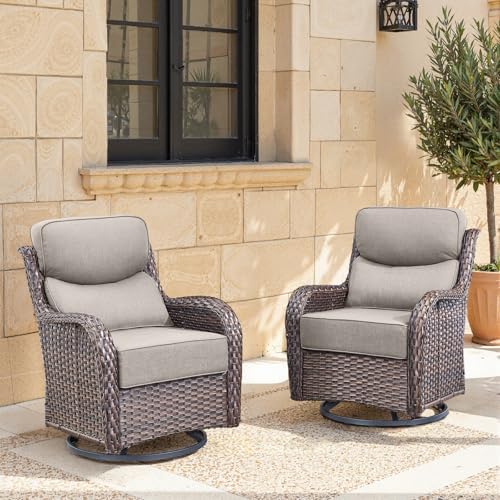 Swivel Patio Chairs sofa Set of 2 by Bellefurn