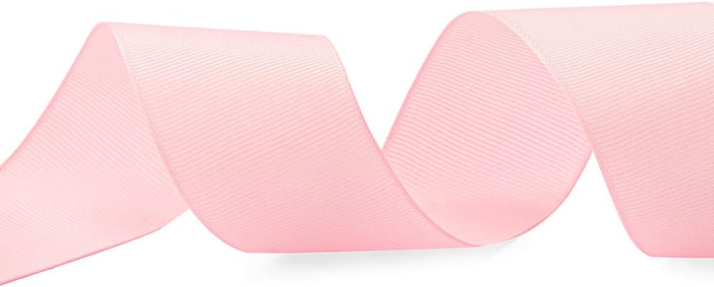 LIUYAXI 1-1/2" X 50 Yards Solid Pink Grosgrain Ribbon, Perfect for Crafts, Wedding Decor, DIY Hair Accessories, Sewing, Gift Package Wrapping and More