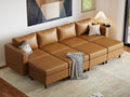 ABCASA 118.5" Faux Leather Luxury Modular Sleeper Sofa Bed by ABCASA